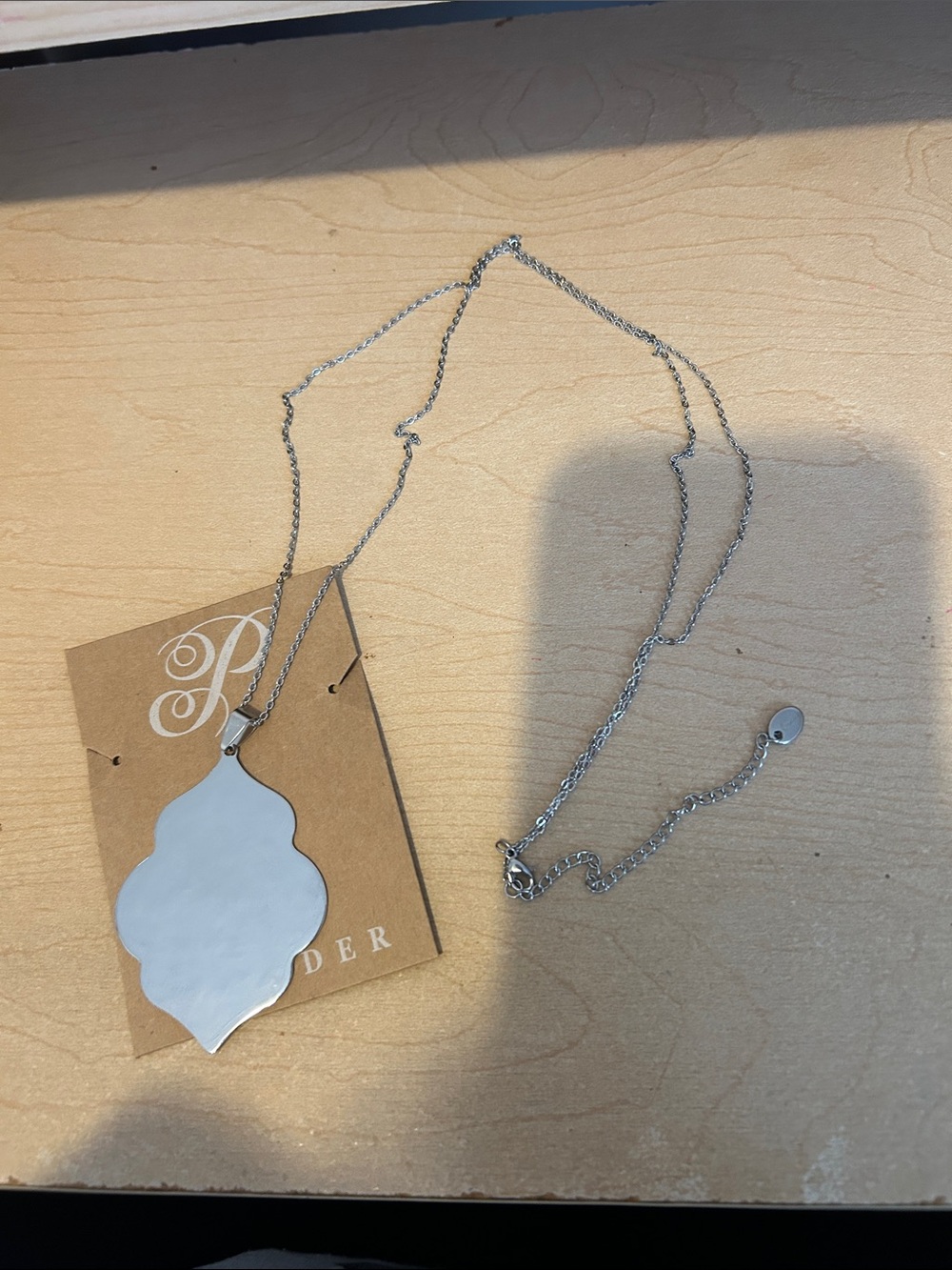 Silver Statement Pendant Necklace - plunder14.5 inches plus added links